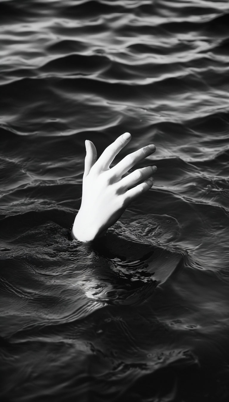 Dramatic Black and White Hand Emerging from Dark Water Phone Case Cover