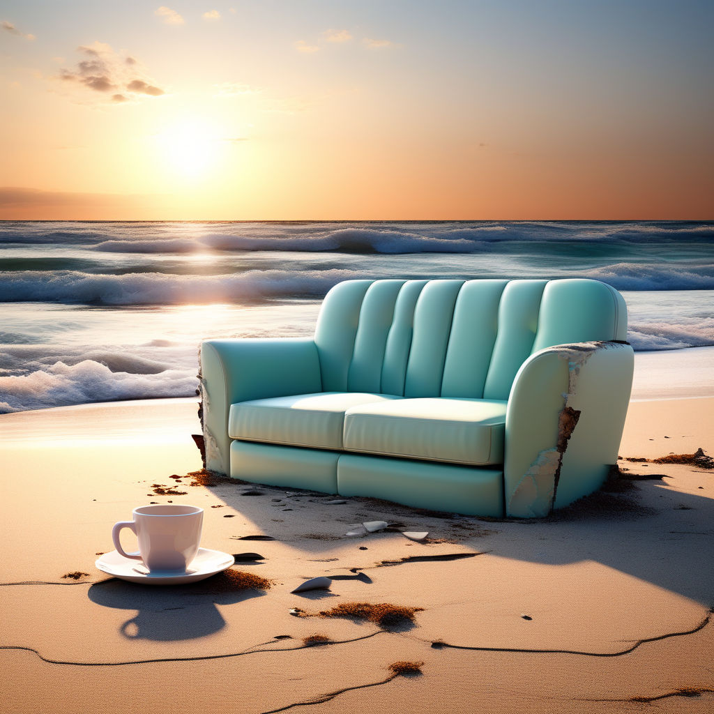 A Sofa In The Middle Of The Beach In The Afternoon With A Br By