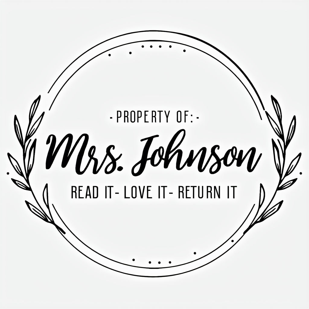 Elegant Circular Monogram Mrs. Johnson Design with Olive Branches Monogram