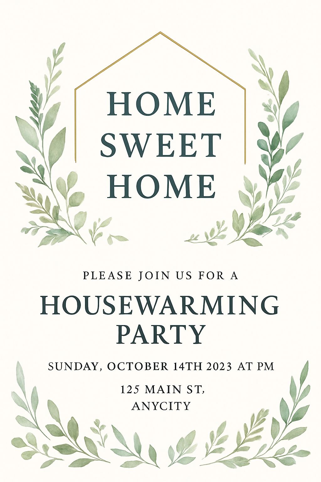 Elegant Home Sweet Home Housewarming Party Invitation Card