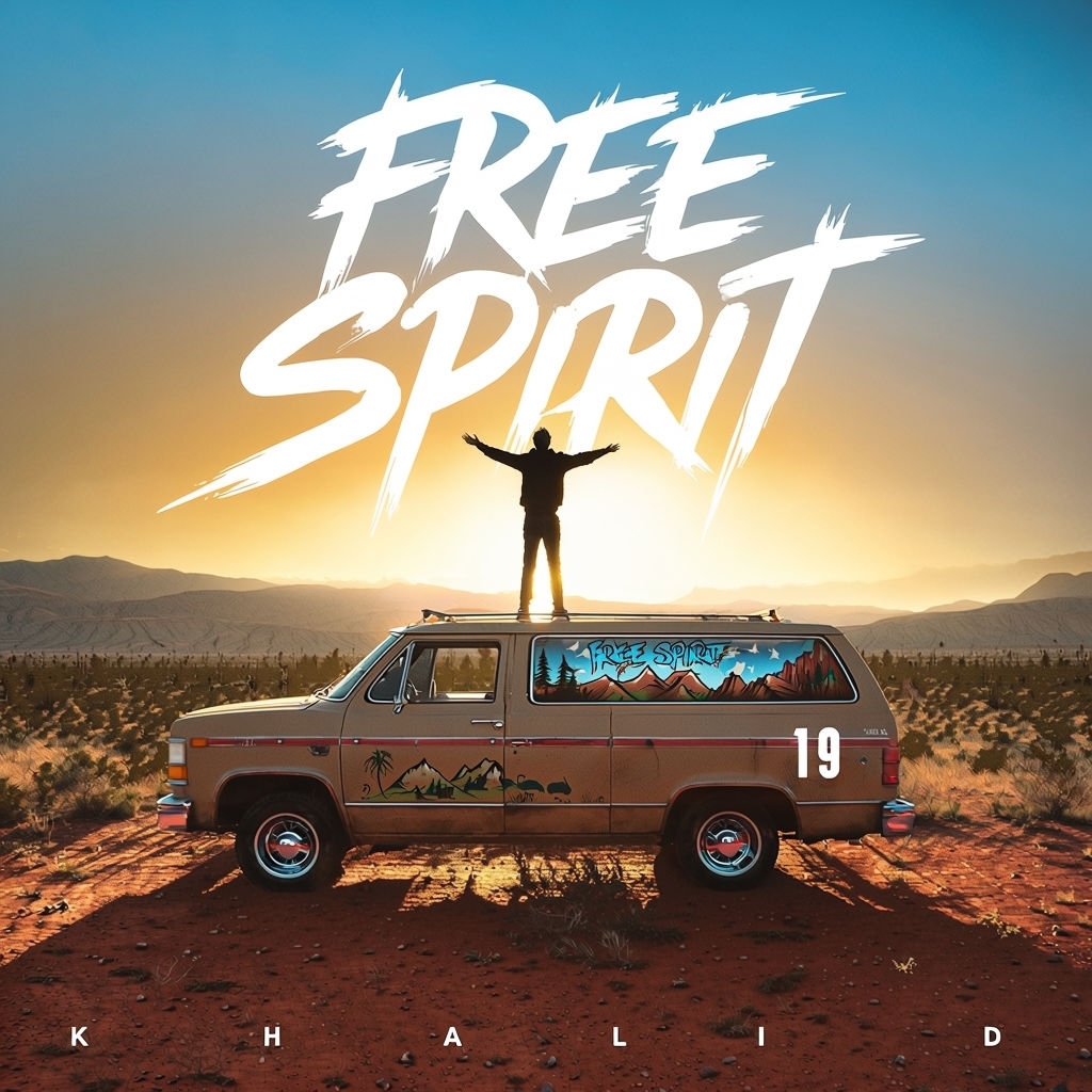 Free Spirit Retro Van Sunset Adventure Album Cover