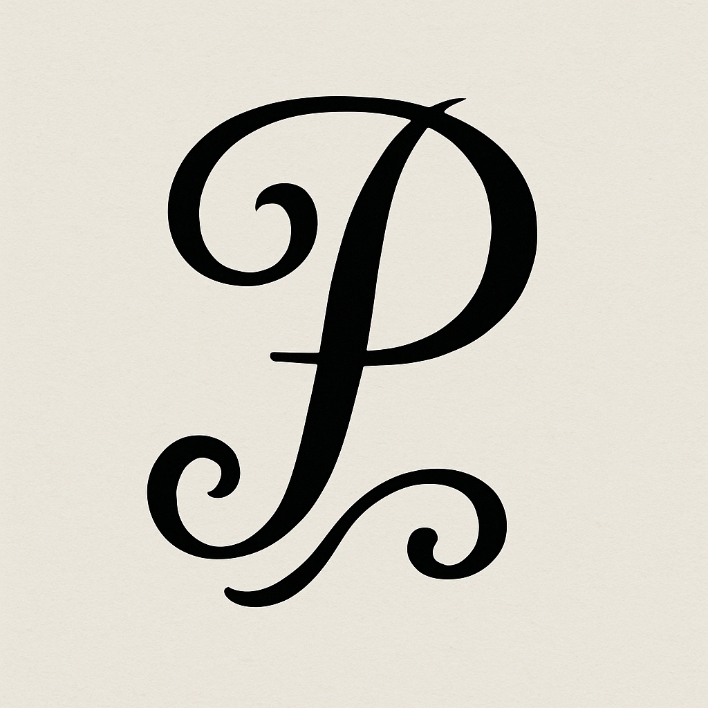 Elegant Decorative Black Letter P Logo Design