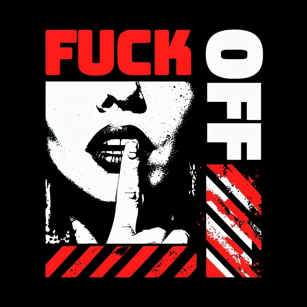 Bold Graphic Design with Provocative Text T-Shirt