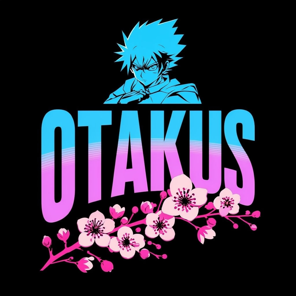 Dynamic Otakus Character Silhouette with Cherry Blossoms T-shirt