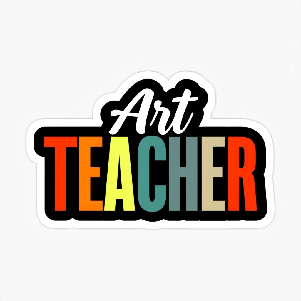 Vibrant Art Teacher Cursive Text Colorful Sticker