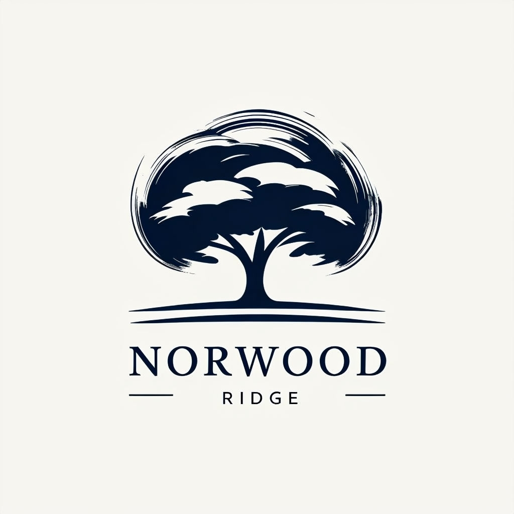 Elegant Minimalist Navy Tree Norwood Ridge Logo