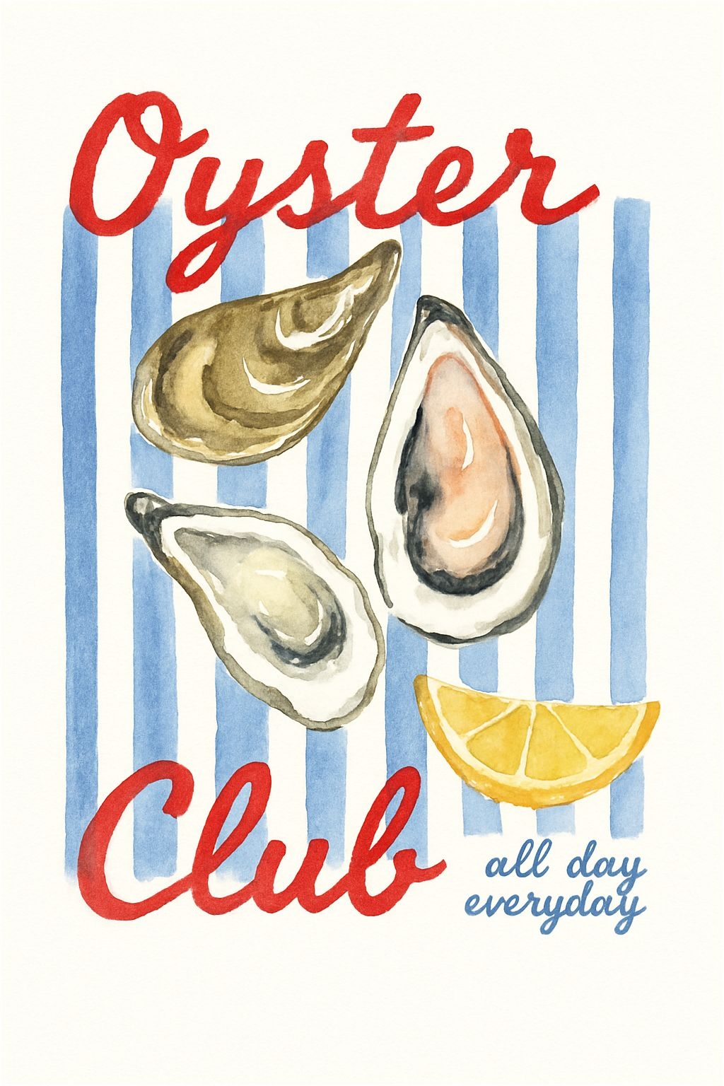 Playful Oyster Club Watercolor Illustration T-Shirt