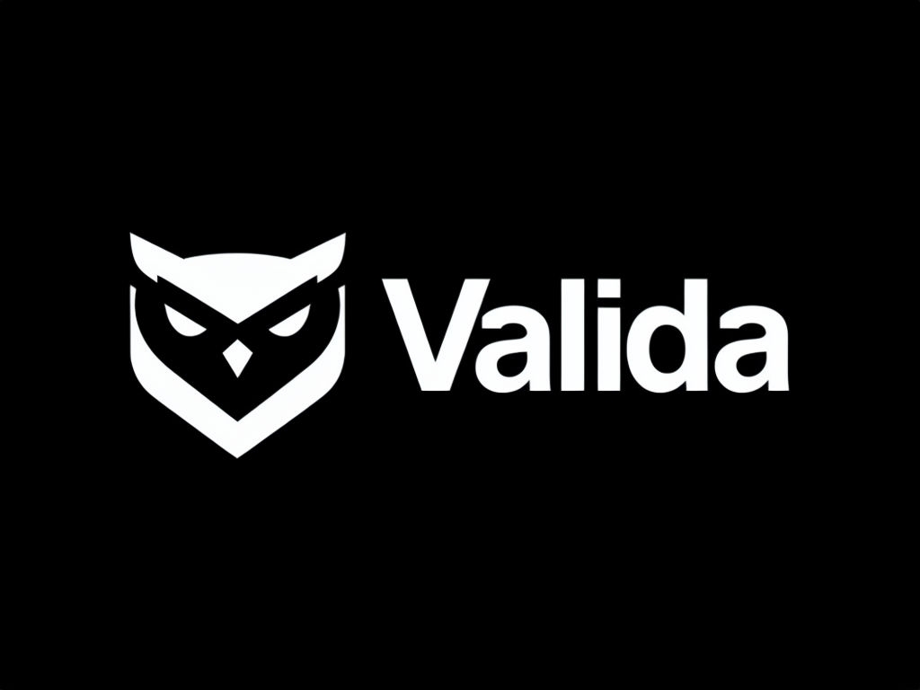 Minimalist White Owl Head Logo Design with Bold Valida Text Logo