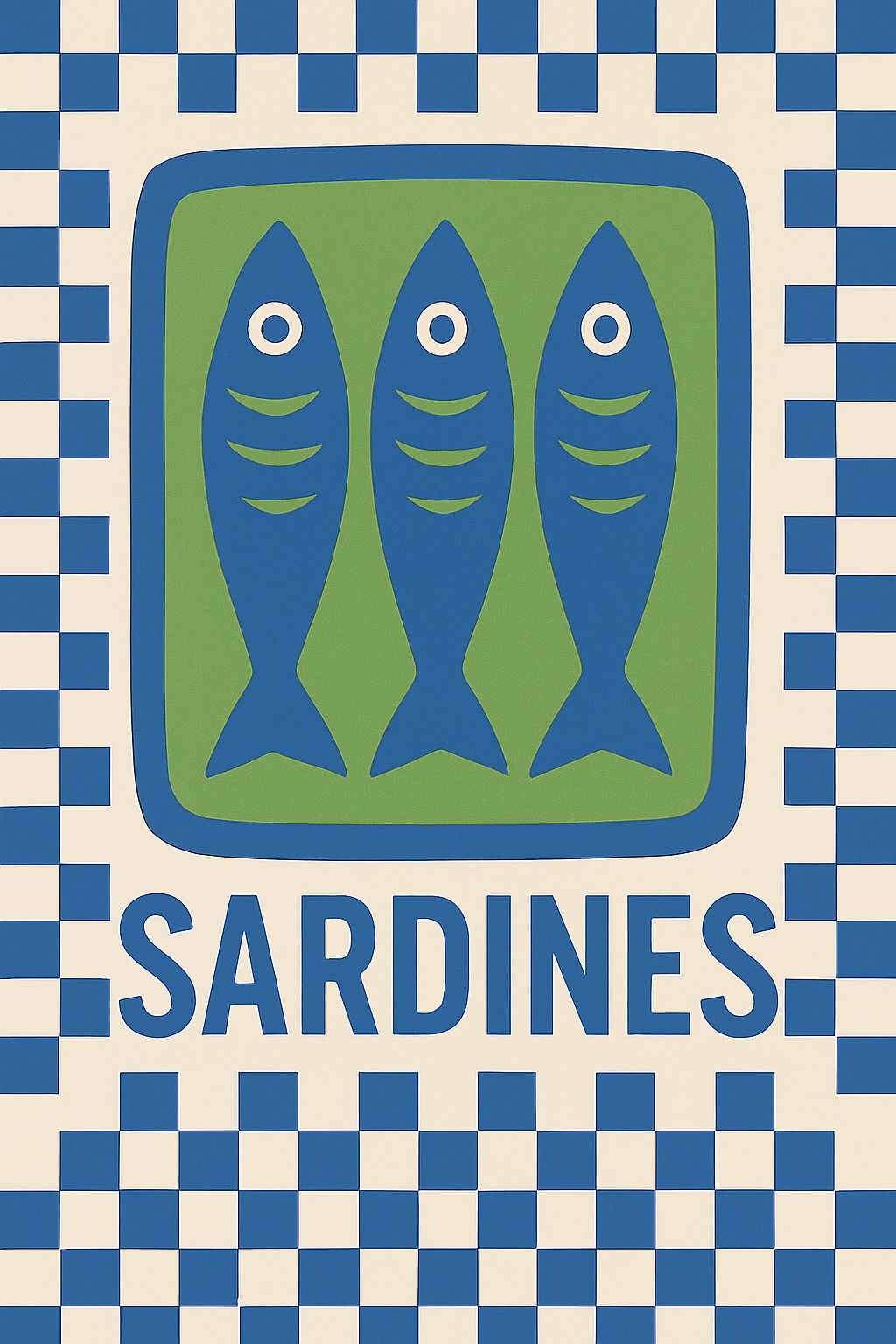 Modern Minimalist Sardines Fish Illustration Poster