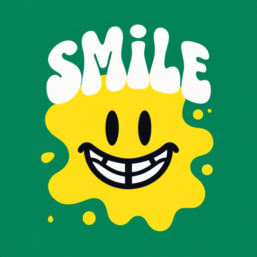 Cheerful Smiley Face and 'Smile' Design on Green T-Shirt