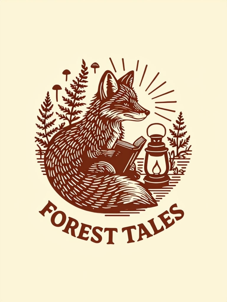 Cozy Fox Reading by Lantern Light Illustration T-Shirt