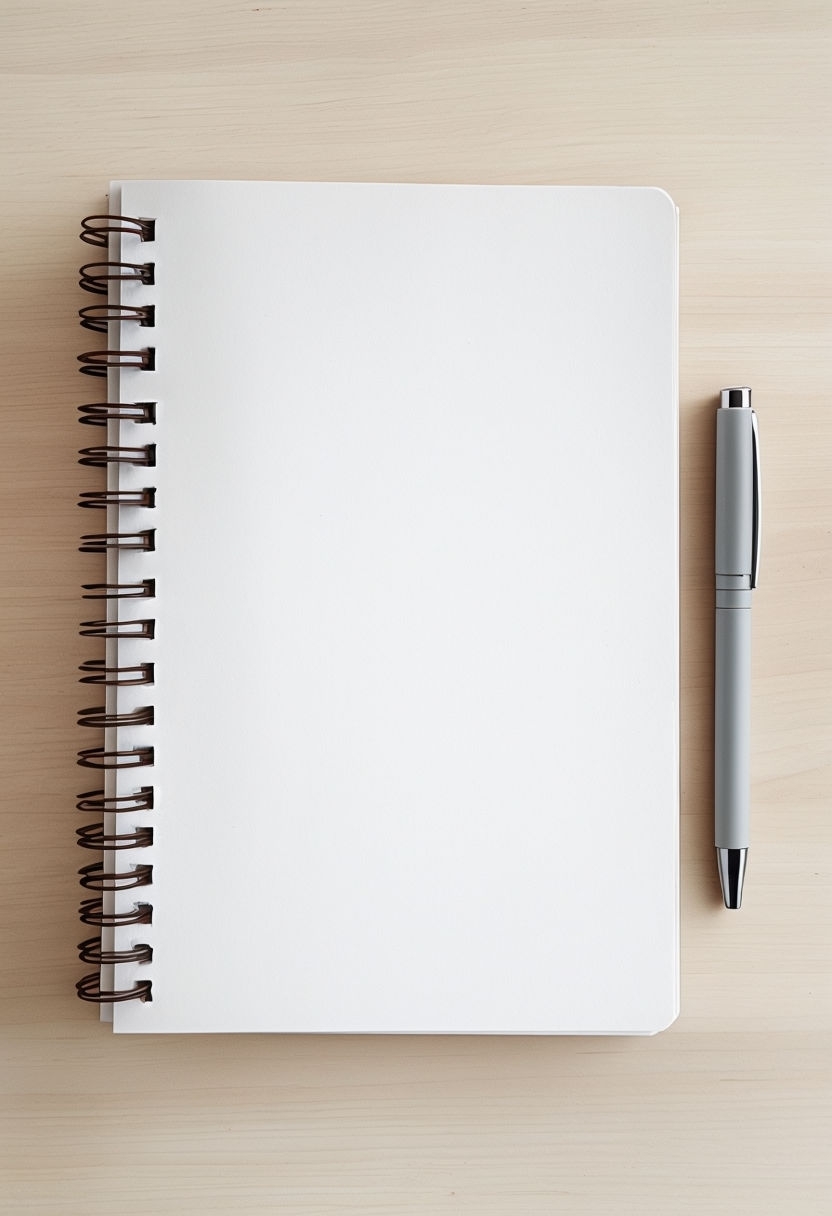 Minimalist Top-Down View of Spiral-Bound Notebook Mockup
