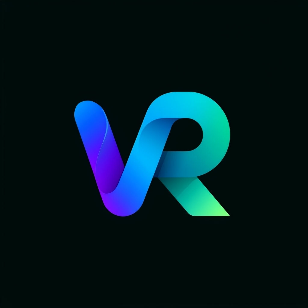 Modern VR Monogram Logo with Vibrant Gradients on Black Background Monogram