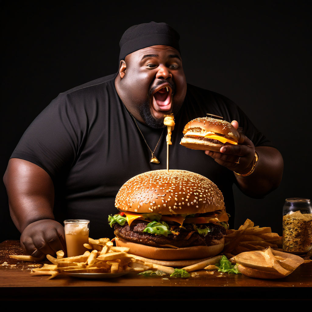 Giant extremely obese huge fat black guy wearing scrubs full length body  shot