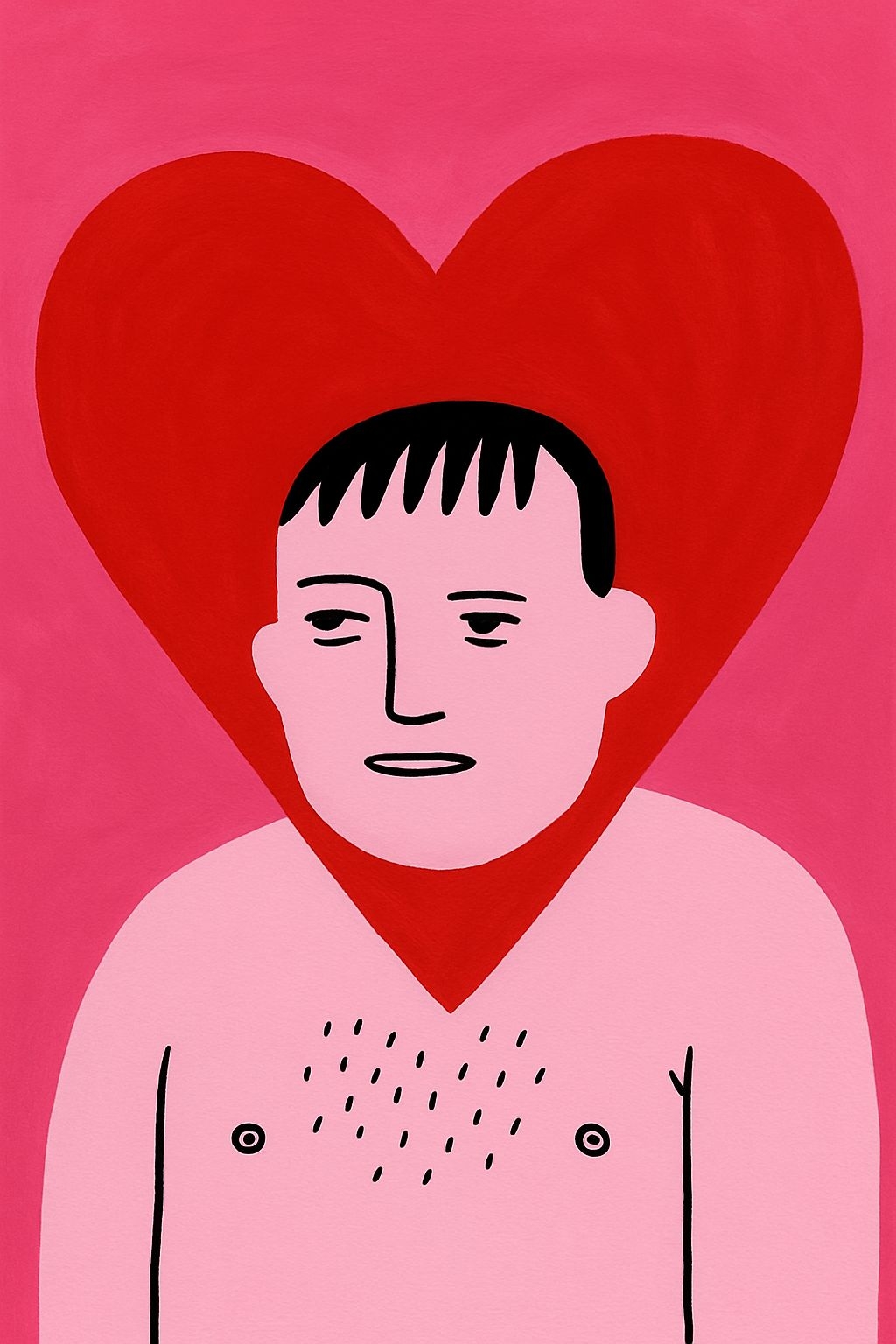 Minimalist Male Figure with Red Heart T-Shirt