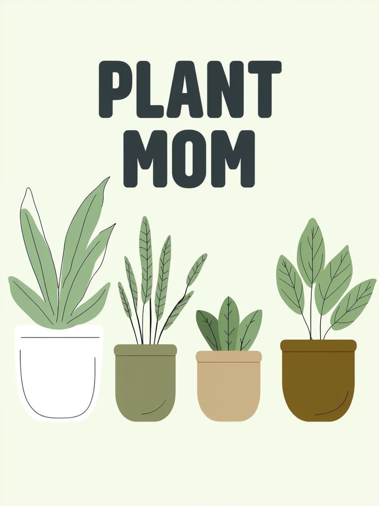 Minimalist Plant Mom Illustration for Nature Lovers T-Shirt