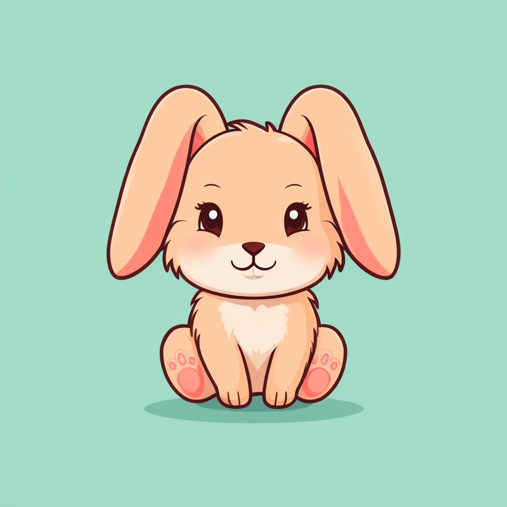 Cute Mint Green Cartoon Bunny Illustration