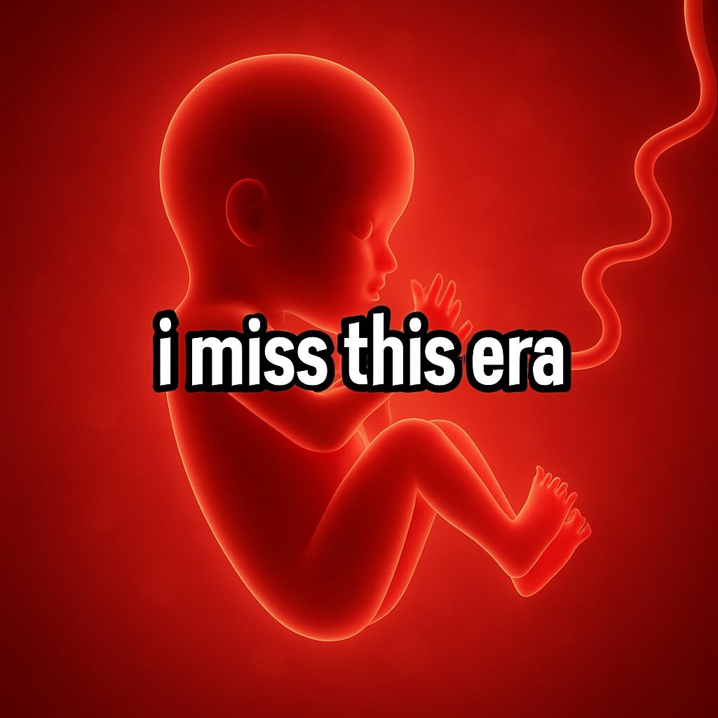 Emotional Fetus Illustration with 'I Miss This Era' Quote Memes