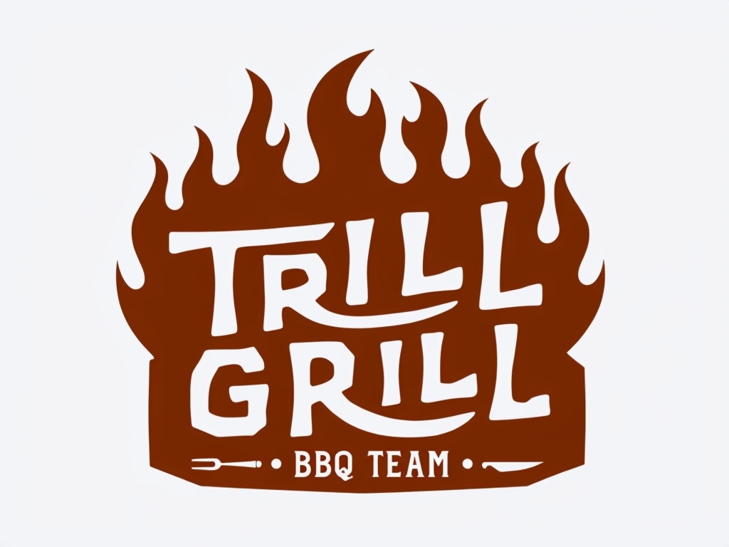 Bold Trill Grill BBQ Team Logo with Fiery Elements