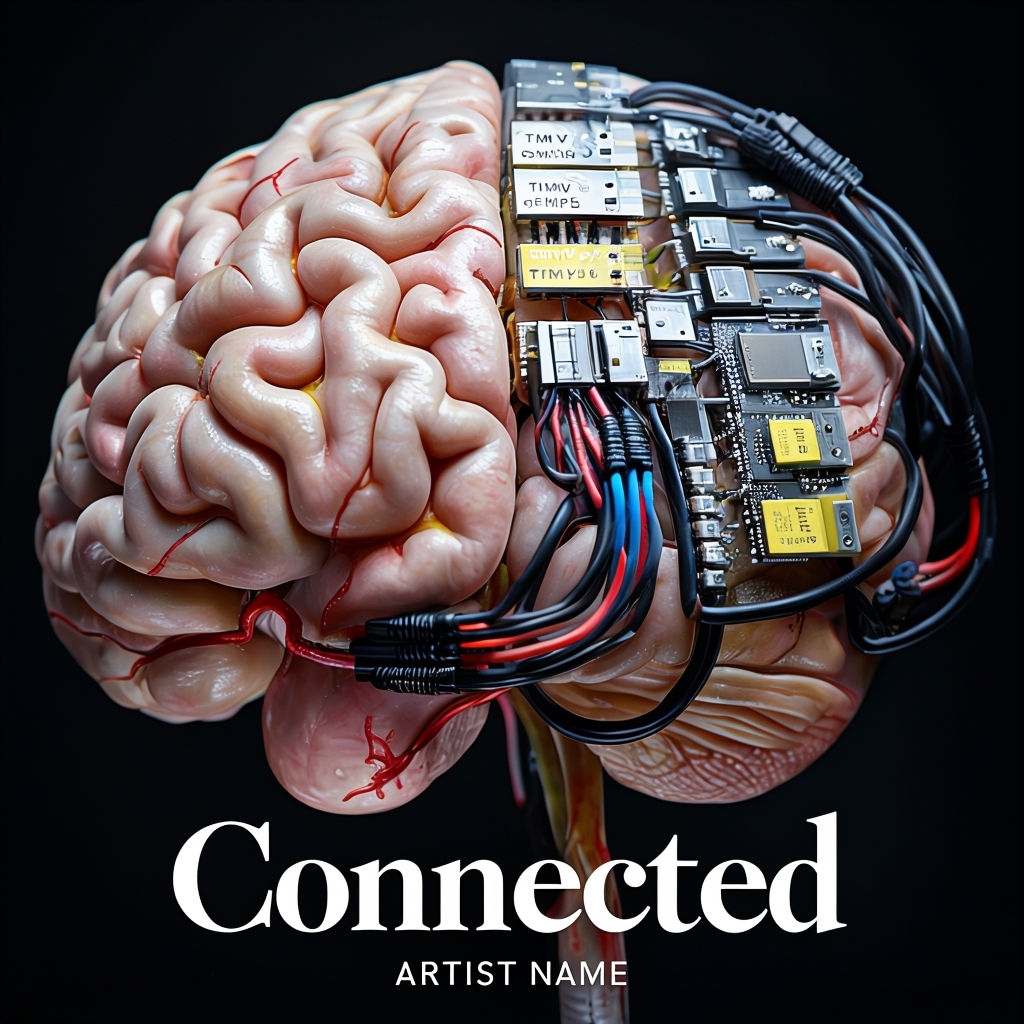 Futuristic Brain Integration with Organic and Electronic Elements Spotify Album Cover
