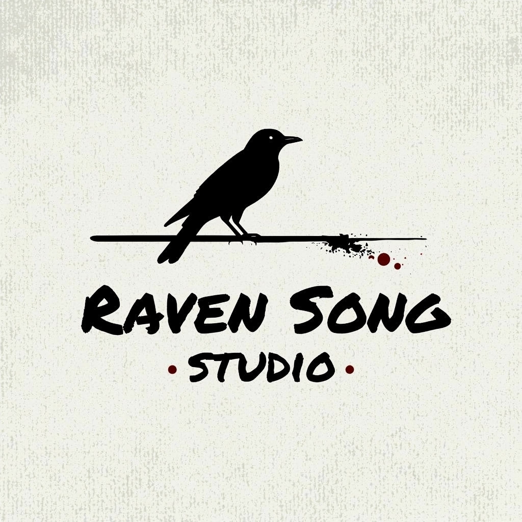 Minimalist Japandi Grunge Logo for Raven Song Studio Design