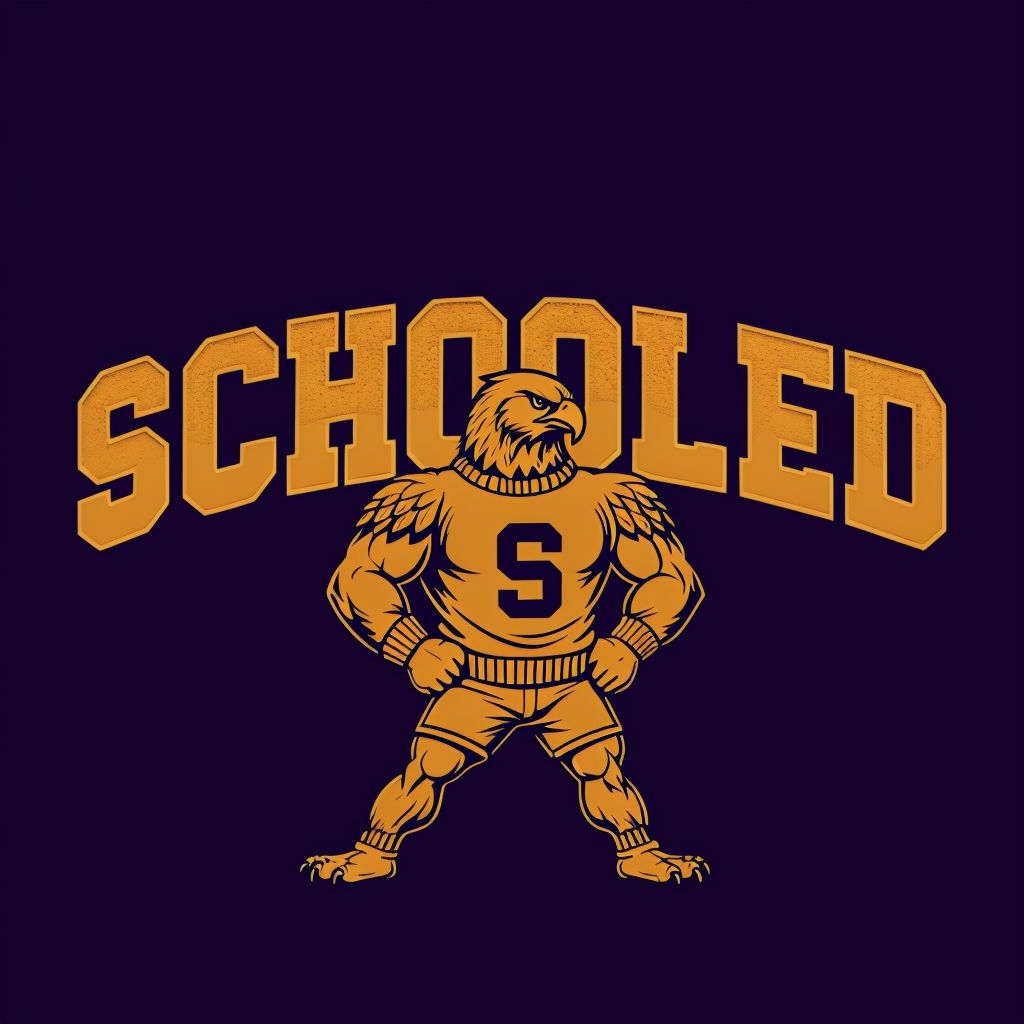 Vintage Eagle Mascot SCHOOLED Graphic T-Shirt