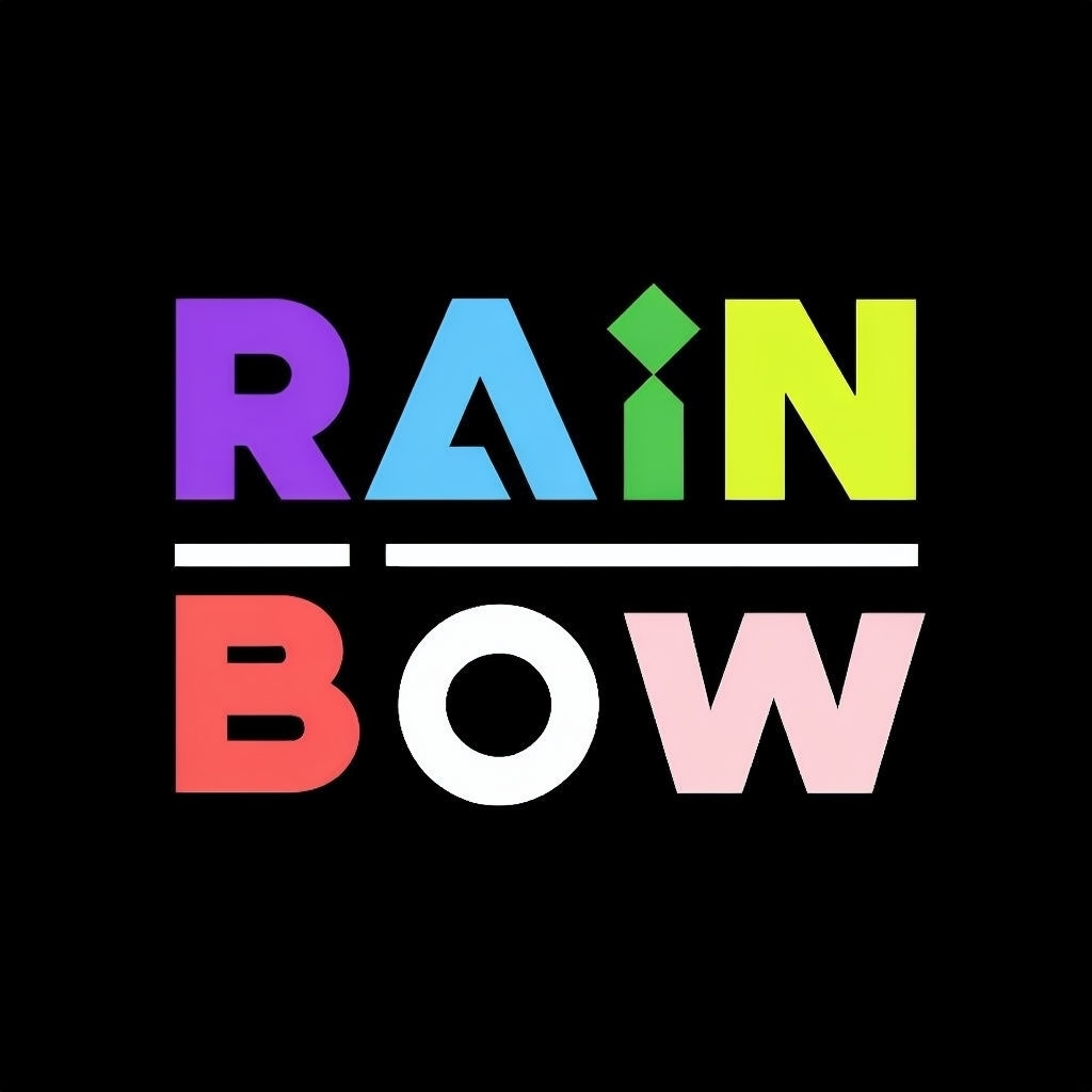 Vibrant Rainbow Typography Design on Black Background Logo