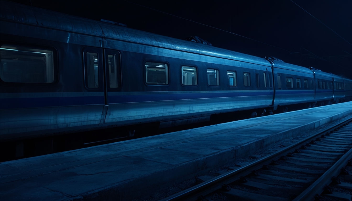 Cinematic High-Speed Train at Night Virtual Background