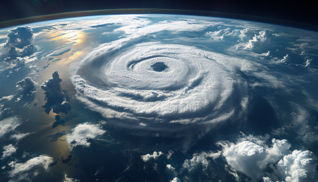 Aerial View of Cyclone Over Earth from Space Virtual Background