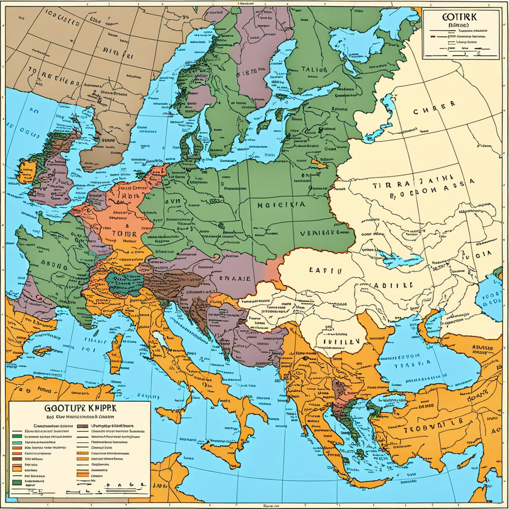 Map of the Göktürk Empire encompassing Central Asia and part... by ...