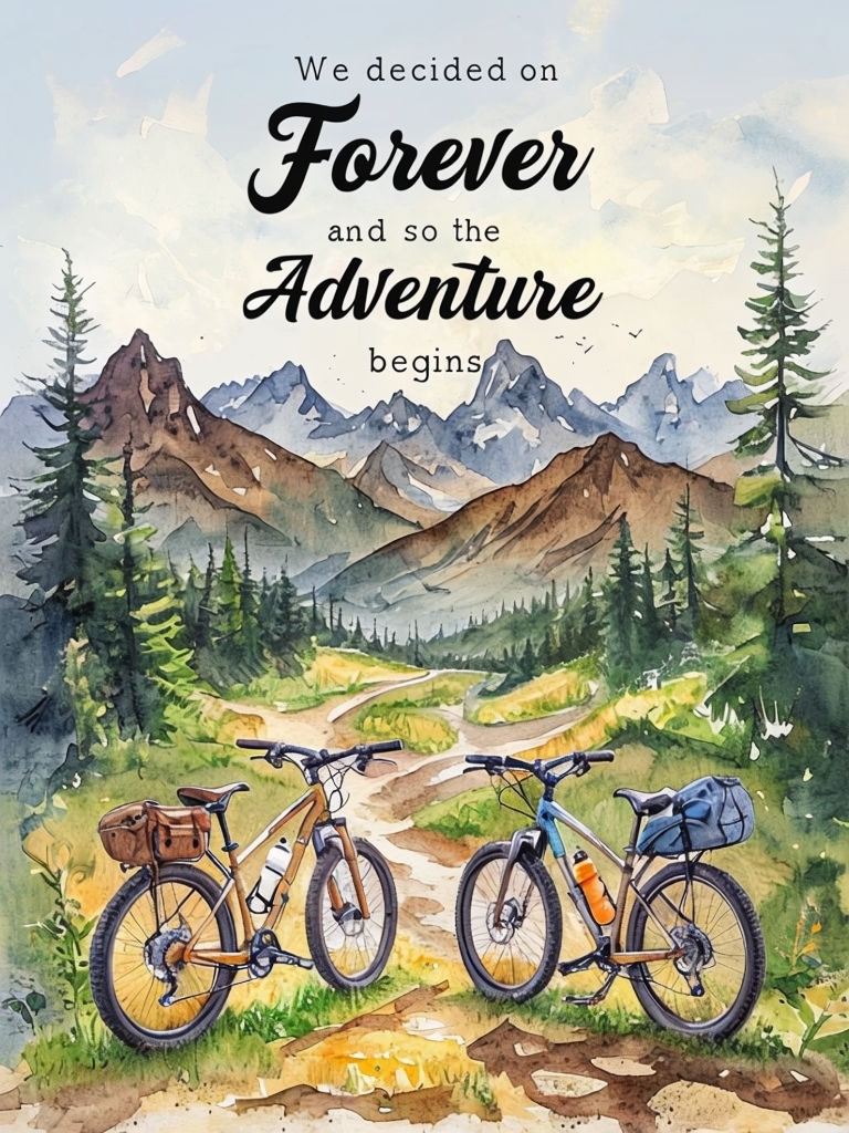 Serene Mountain Biking Adventure Begins Watercolor Event Signs