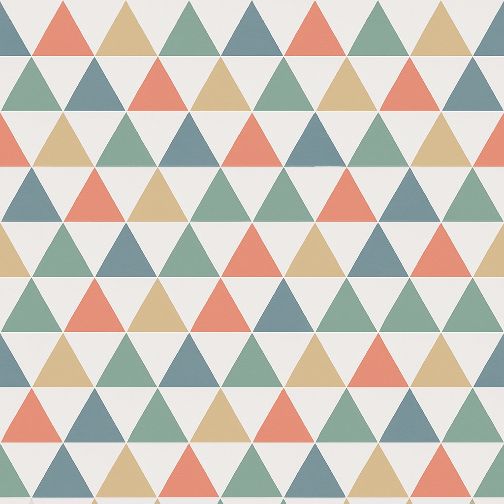 Vibrant Geometric Triangle Pattern with Coral and Green Colors Seamless Pattern