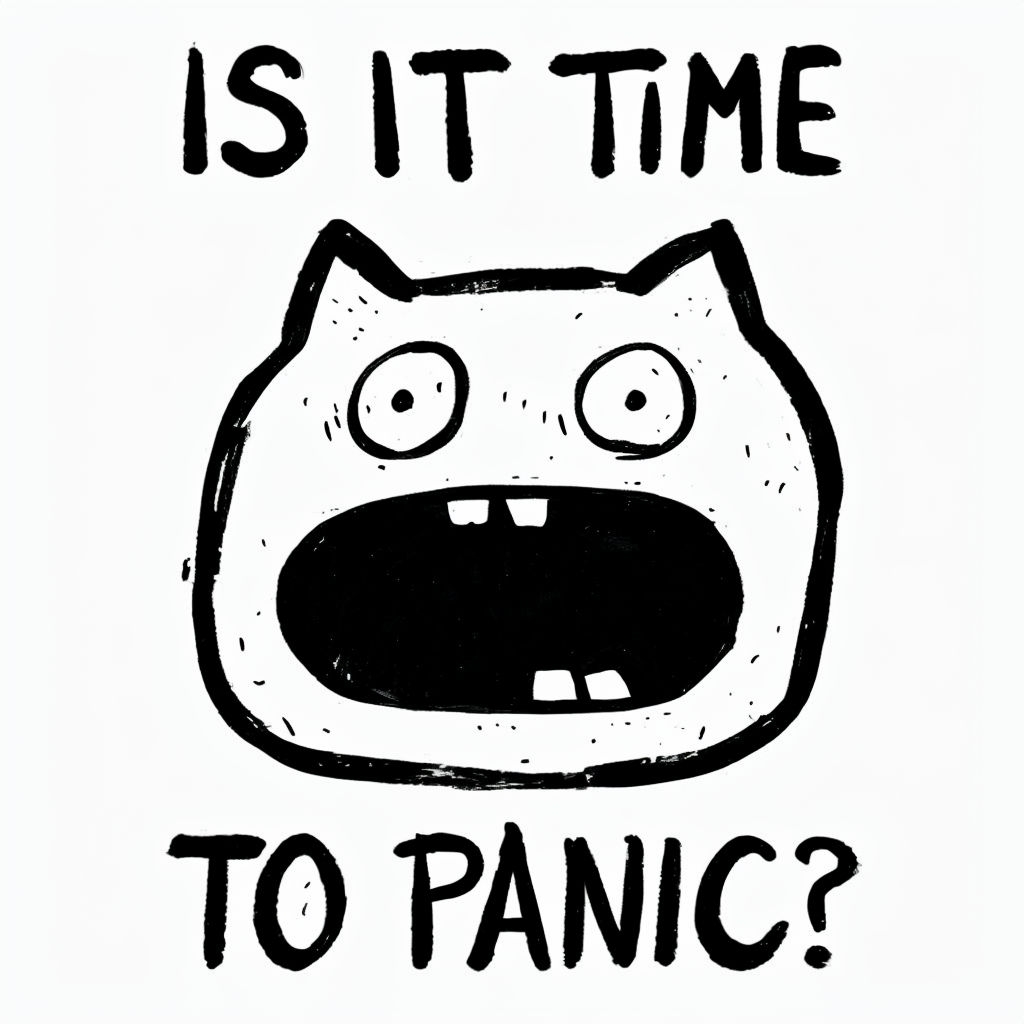 Panic Stricken Cat Face with Text Design Mug