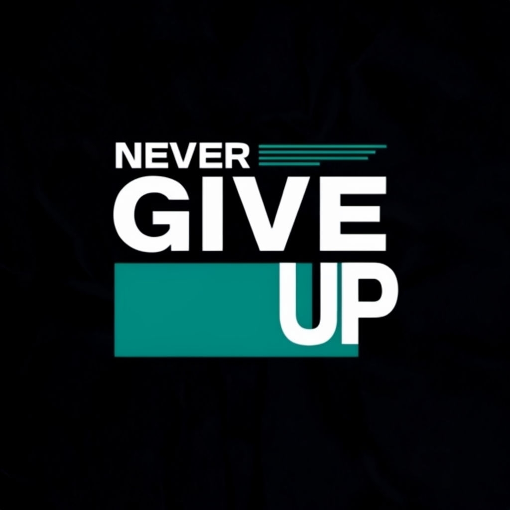 Never Give Up Motivational Design T-Shirt