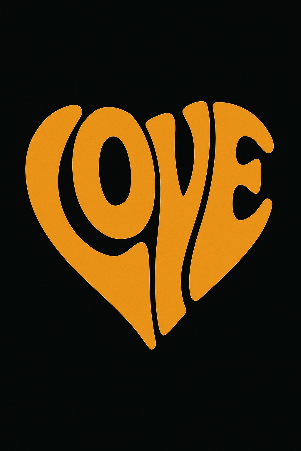 Minimalist Golden Amber LOVE Heart Design T-Shirt