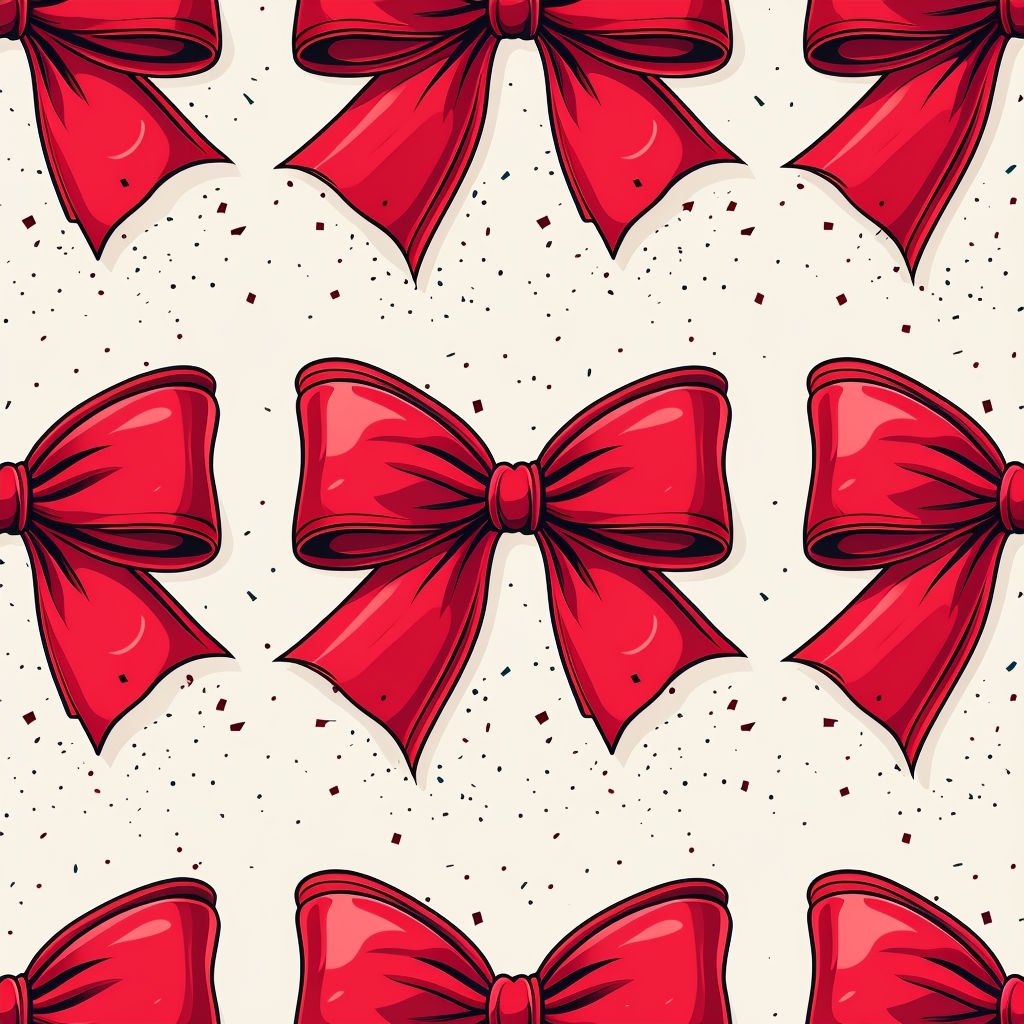 Vibrant Red Bows Cartoon Seamless Pattern on Off-White Background