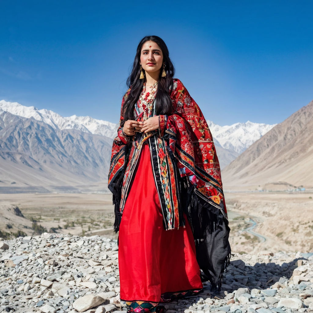 Show Me A Women From Gilgit Baltistan In Traditional Dress By Ansaar