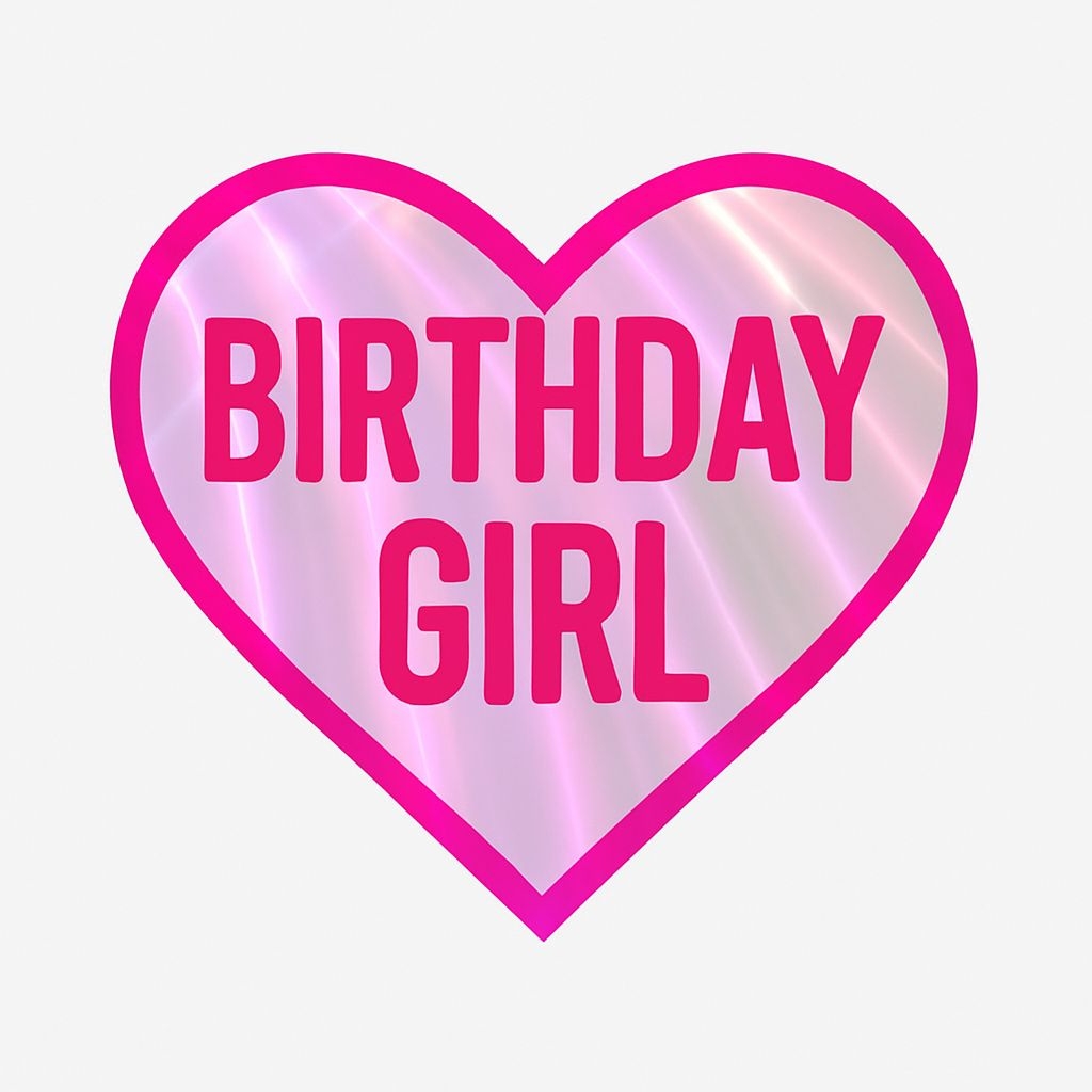 Neon Pink Heart Birthday Girl Graphic Illustration Sticker