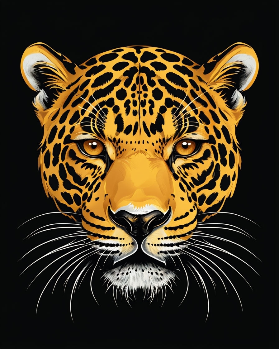 Majestic Jaguar Face Vector Illustration T-Shirt