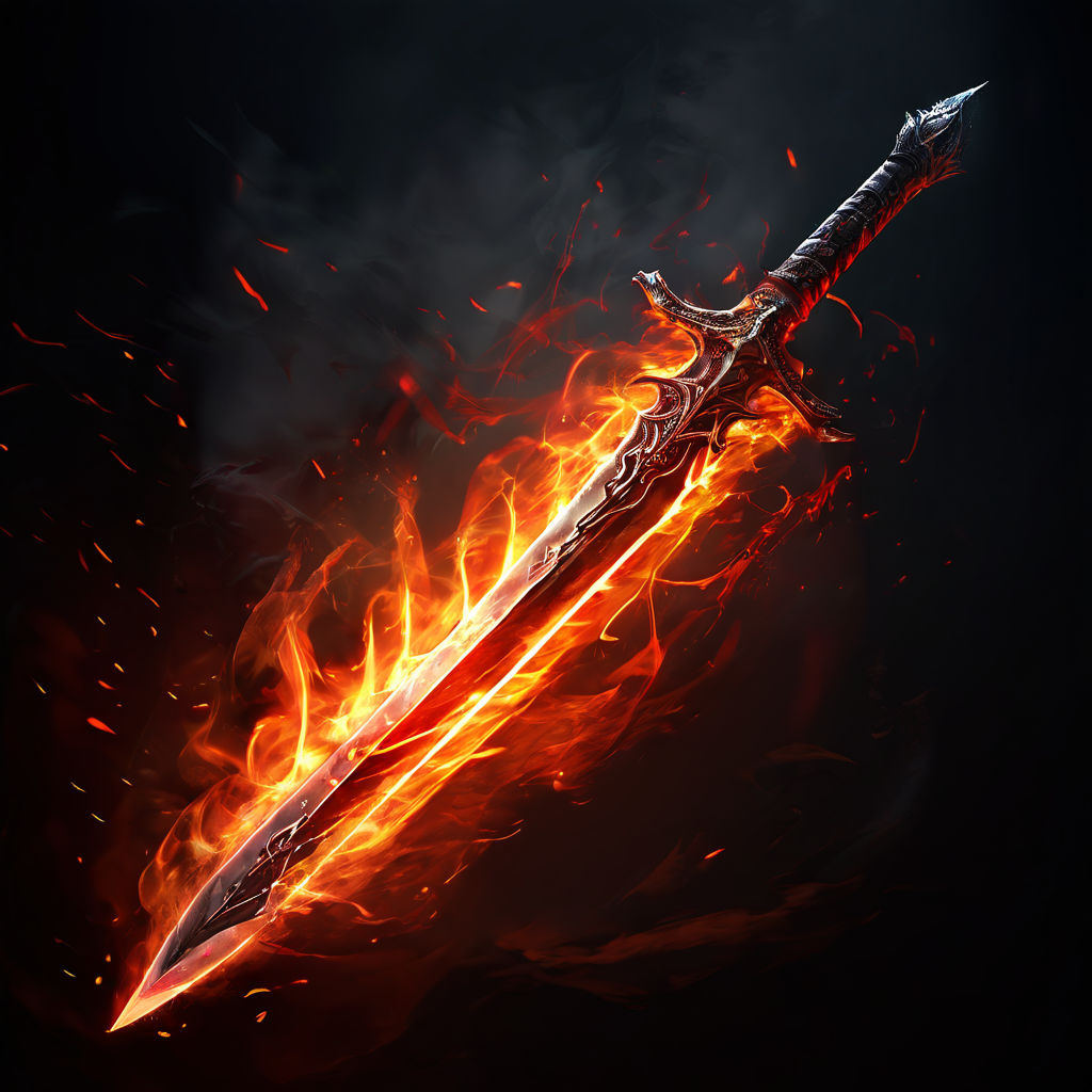 Concept art of a sword engulfed in animated flames by Emerald Anims ...