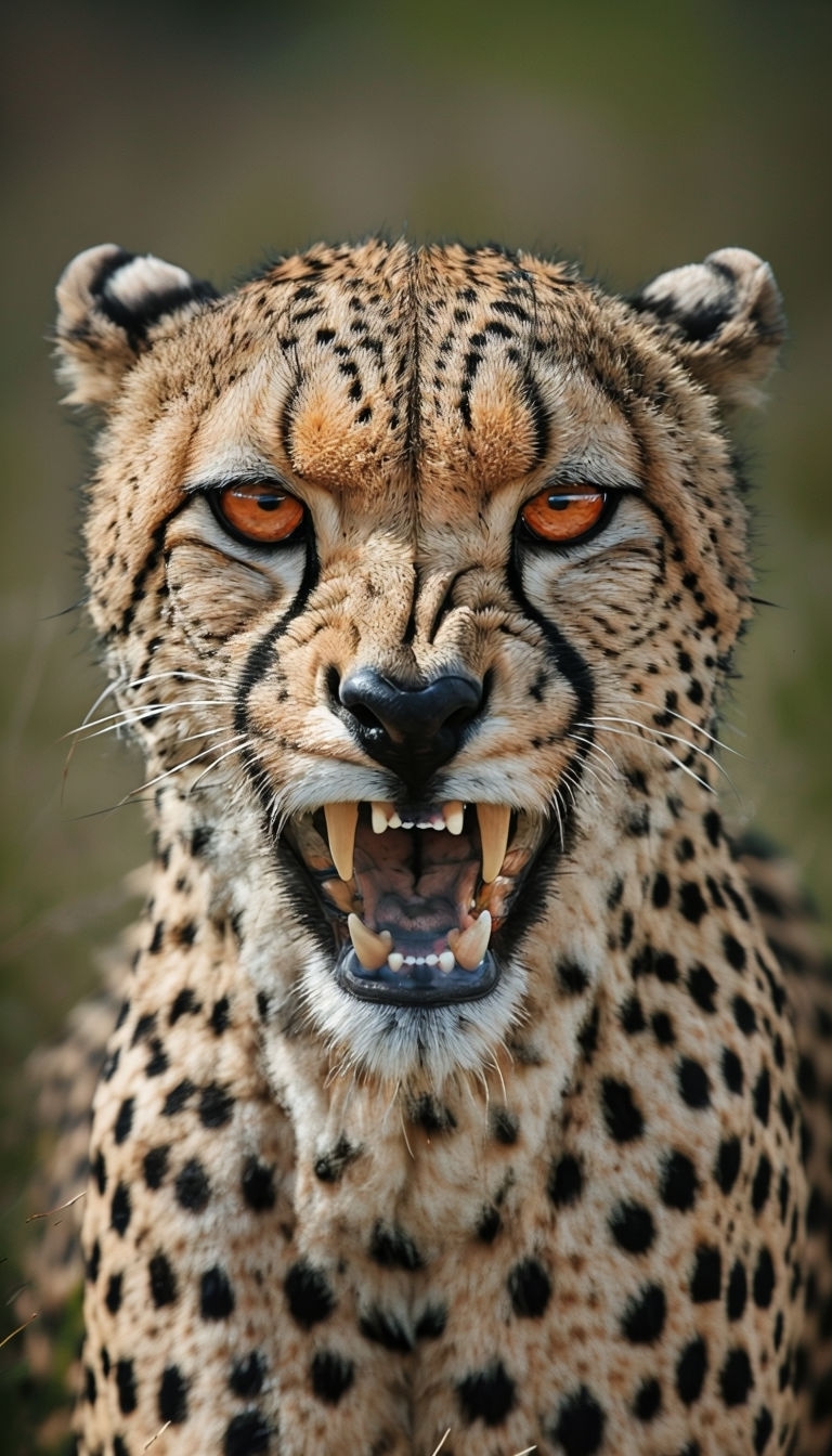 Intense Close-Up Cheetah Portrait with Fierce Expression Mobile Wallpaper