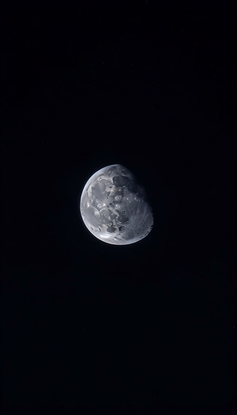Serene Half Moon in Dark Night Sky Minimalist Mobile Wallpaper