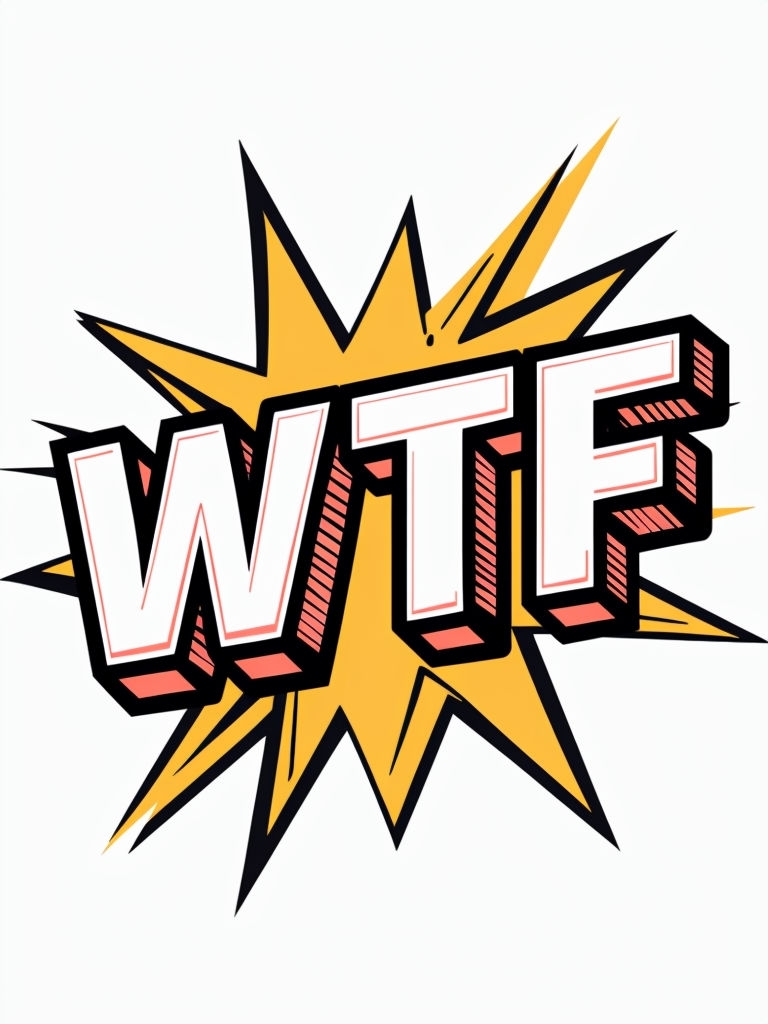 Bold 3D WTF Text with Starburst Graphic T-Shirt