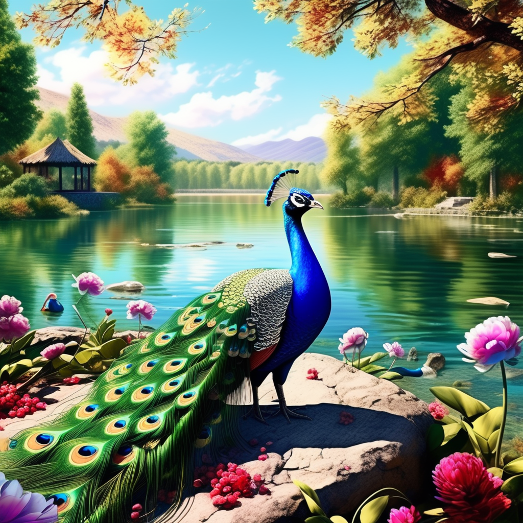 Peacocks By The Lake By Glimpsemaster - Playground