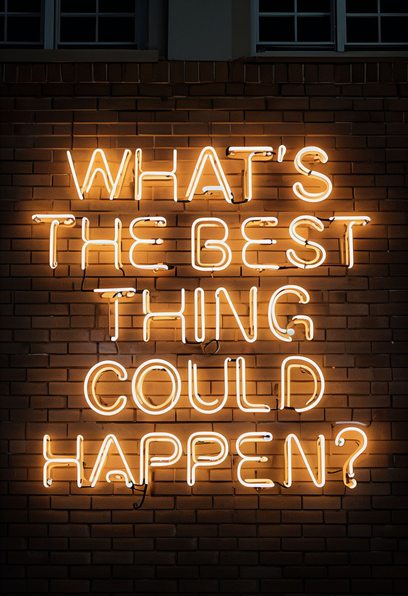 Uplifting Neon Quote 'What's the Best Thing That Could Happen?' Art