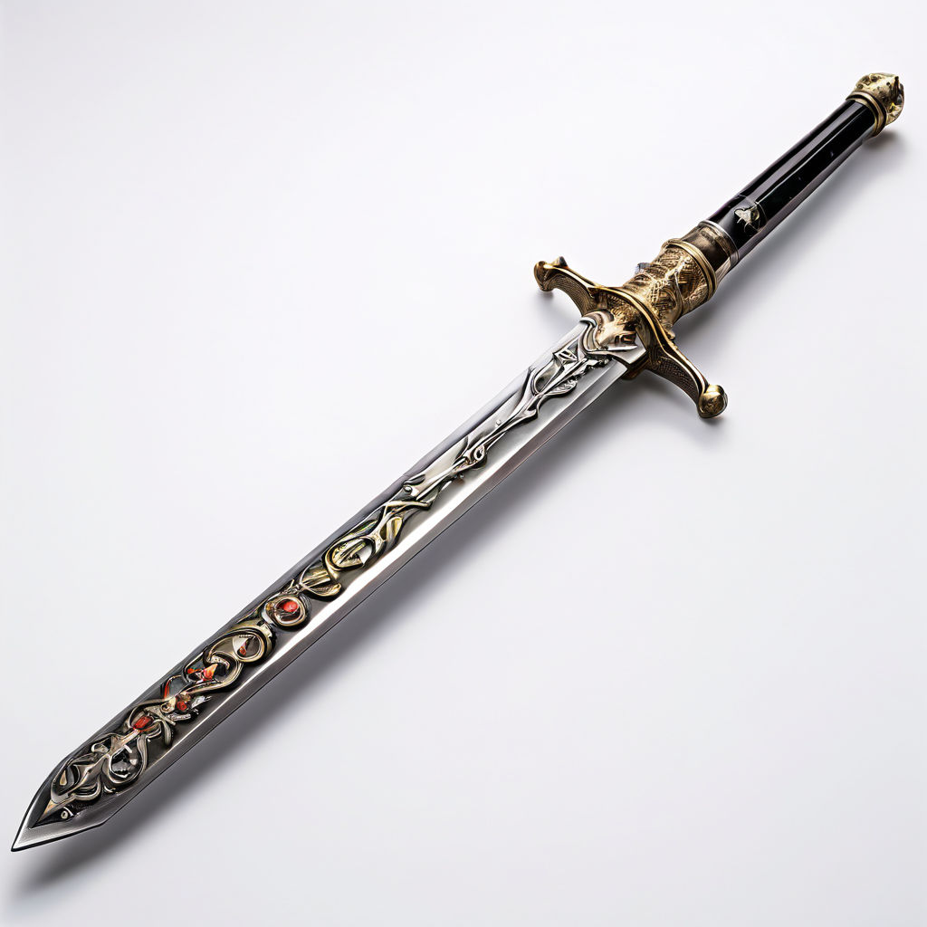 A rapier sword with a decorative guard a small hilt and a lo... by ...