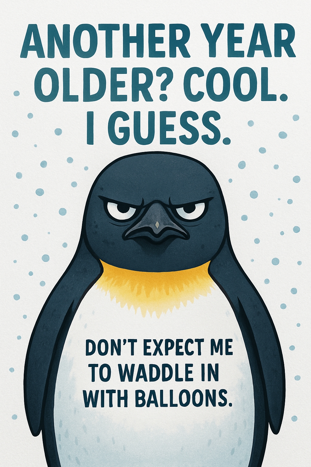 Angry Penguin Birthday Humor with Witty Text Invitation Card