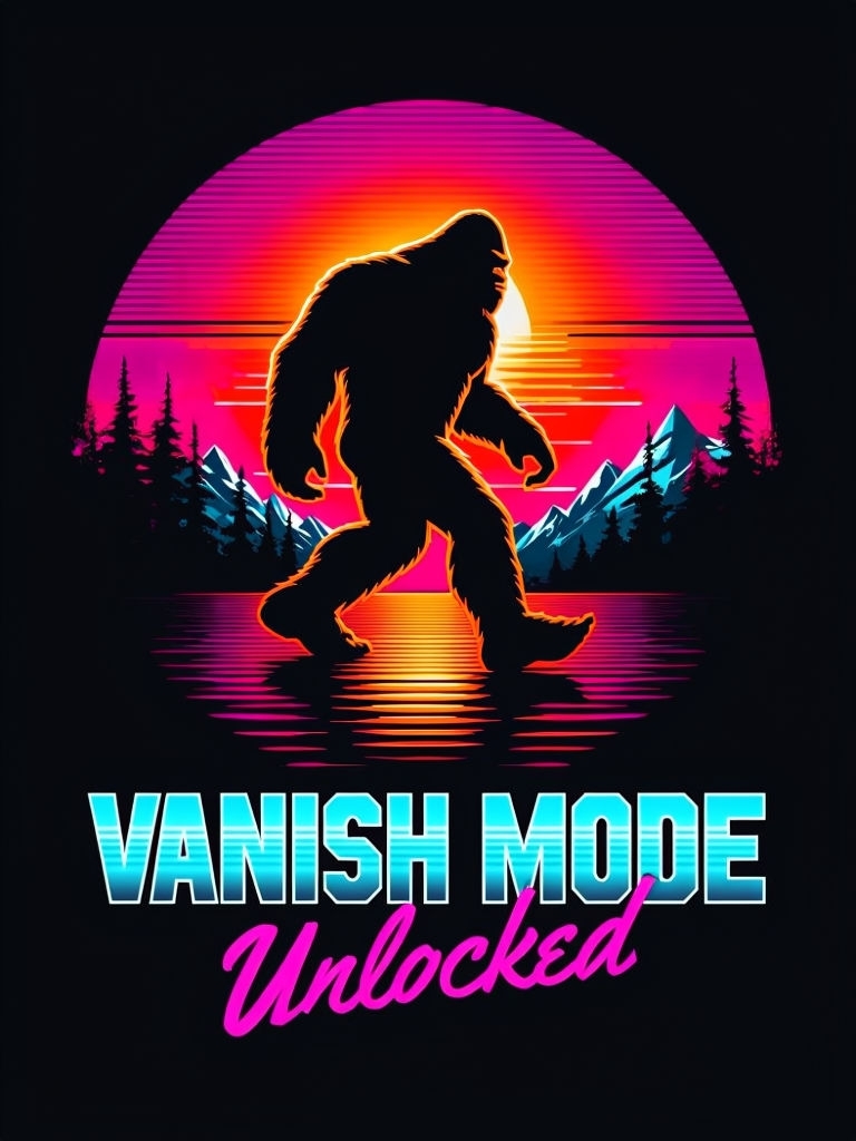 Bold Sasquatch Vanish Mode Graphic Illustration T-Shirt