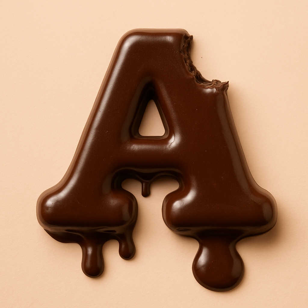 Glossy Dark Chocolate Capital Letter A Photography Monogram