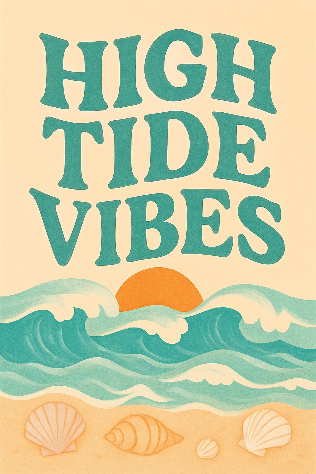 High Tide Vibes Retro Beach Illustration Poster